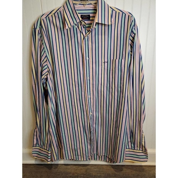 Paul & Shark Shirt Mens 42 Striped Button Down Rainbow Italy - Picture 1 of 9